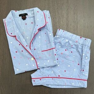J. Crew cotton short pajama set with mini heart print